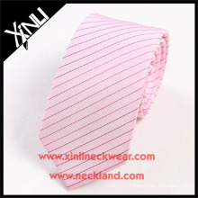 100% Handmade Silk Woven Jacquard Pink Stripe Necktie Menswear Wholesale